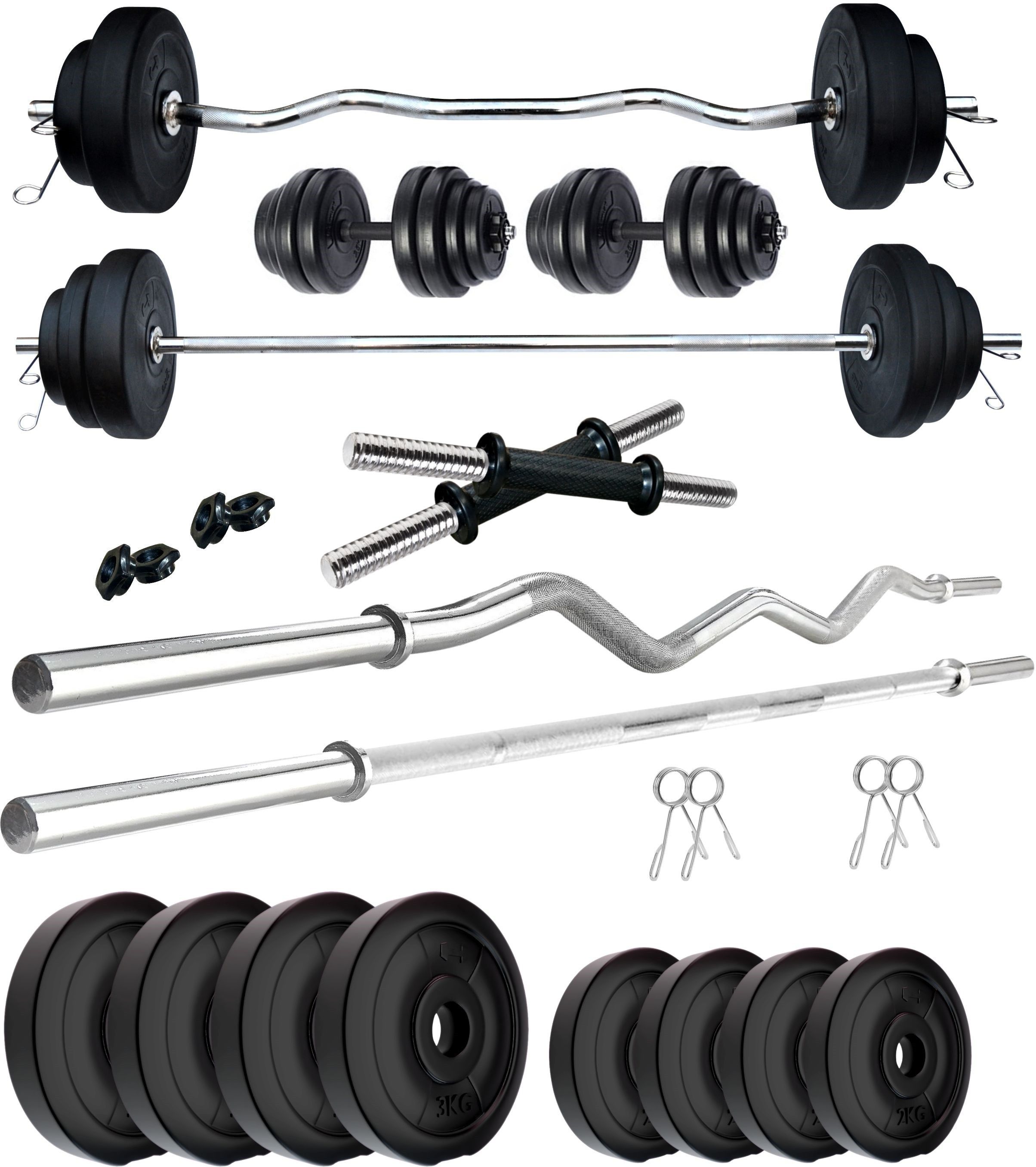 20 kg PVC 20 Kg with One 3 Ft Curl + One 3 Ft plain Rod and One Pair Dumbbell Rods Home Gym Combo-image-27