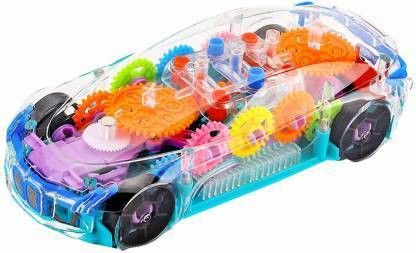 white popcorn Musical Toys 360 Degrees Rotating Transparent Concept Racing Car with Music & 3D Flashing Lights for Kids-picture-14