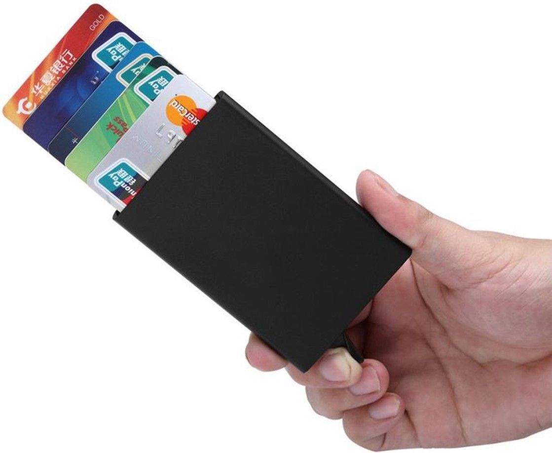 Black Automatic Pop-Up RFID Protection ATM/Credit/Debit For Men &Women Slots 8 Card Holder-image-10