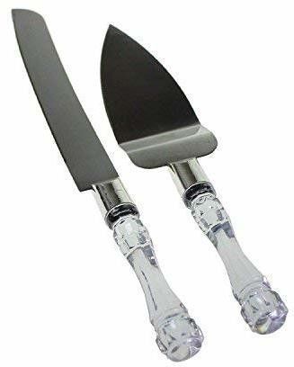Stainless Steel Cake Knife and Server Set with Acrylic Handle Slicer Cutter Pizza Shovel Knife Pie Server Hand Tool with Cutting Knife Decorating Tools Set of 2 Kitchen Tool Set Steel Cake Server-image-12