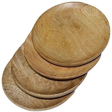artandcraftindia Wooden Small Size Plate 6X 6" Inches Set of 4 Tray-picture-24