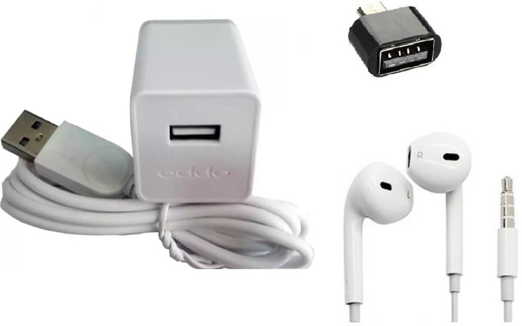 fyn store Wall Charger Accessory Combo for Oppo F9 F9 Pro F7 F5 F3 F3 Plus A71 A71K A83 A5 A3s A37F F1s / F3/Plus, F5/Youth, F7, A83, A37f, A37, A71, A57 And All Smart Phone Charger (White) image 1