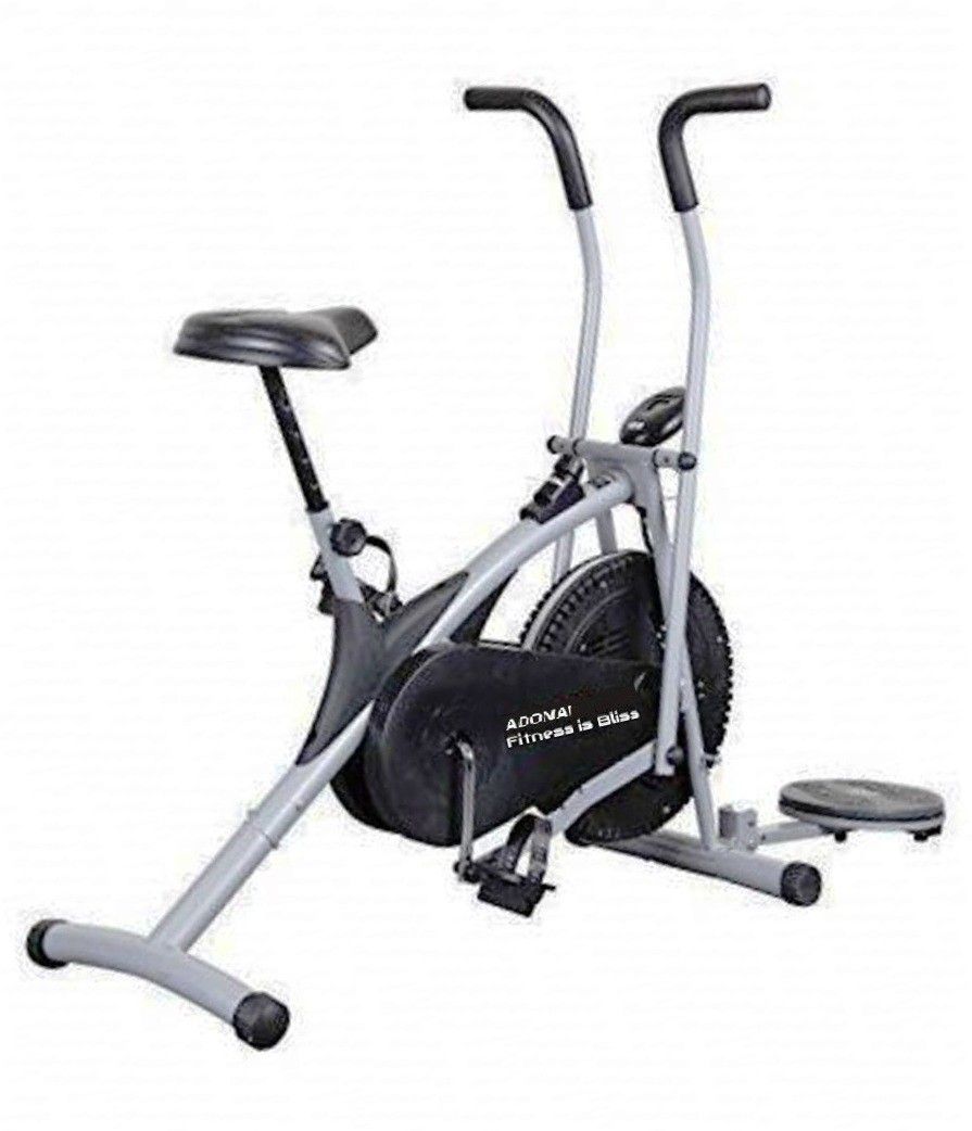 Upright Air Bike with Twister Board Moving/Fix Arms for Cardio Full Body Workout Upright Stationary Exercise Bike