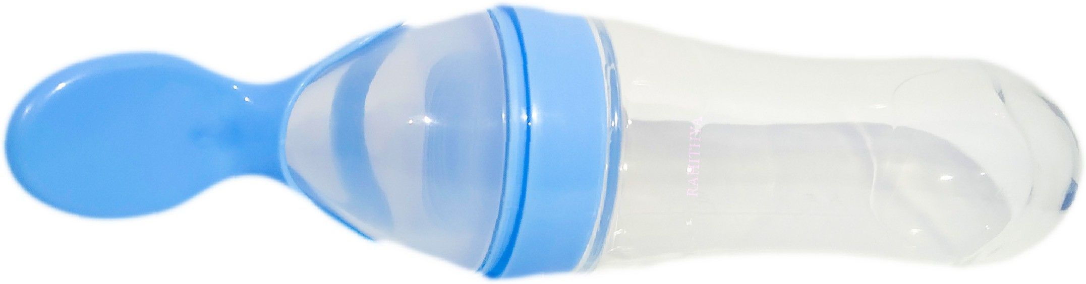 Squeeze Silicone Semi Liquid Food Feeding Spoon with Bottle for baby 90 ML - Food Grade Silicone Bottle, Edgeless Plastic Spoon (BPA Free)-image-42