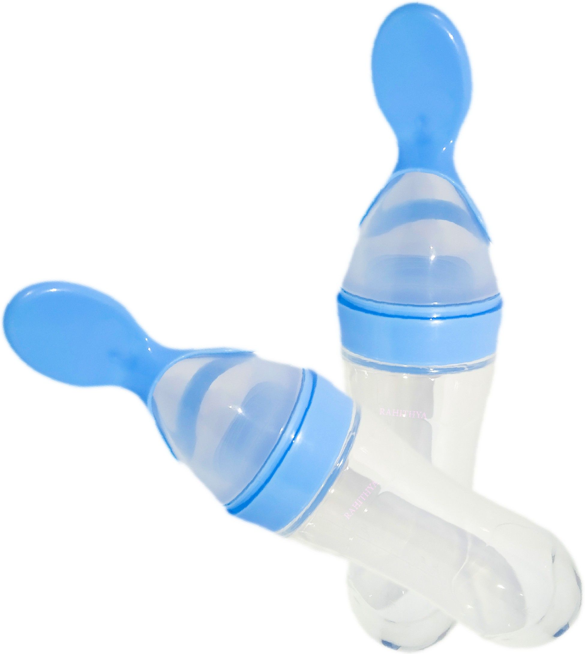 Squeeze Silicone Semi Liquid Food Feeding Spoon with Bottle for baby 90 ML- Food Grade Silicone Bottle, Edgeless Plastic Spoon (BPA Free)-image-45