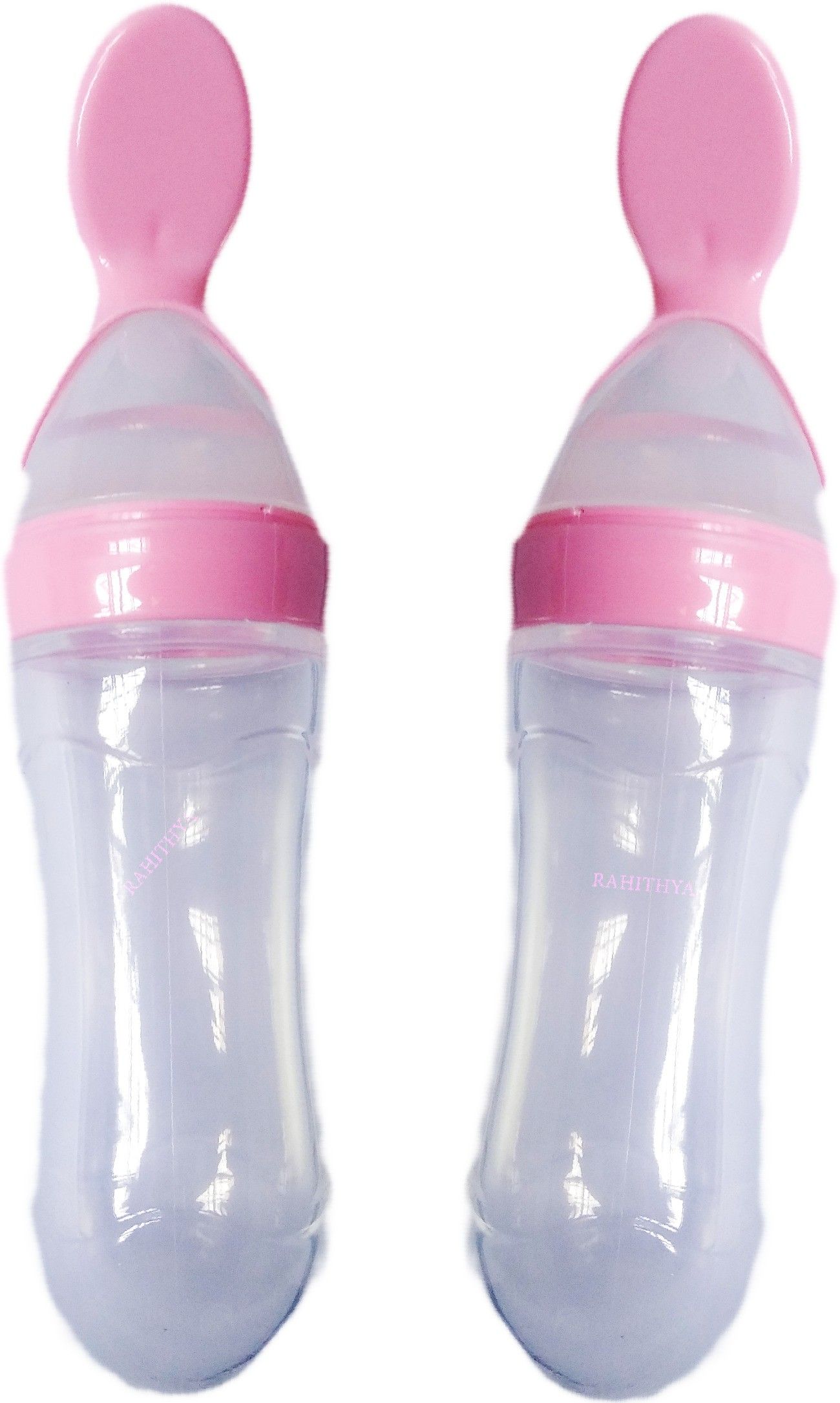 Squeeze Silicone Semi Liquid Food Feeding Spoon with Bottle for baby 90 ML- Food Grade Silicone Bottle, Edgeless Plastic Spoon (BPA Free)-image-40