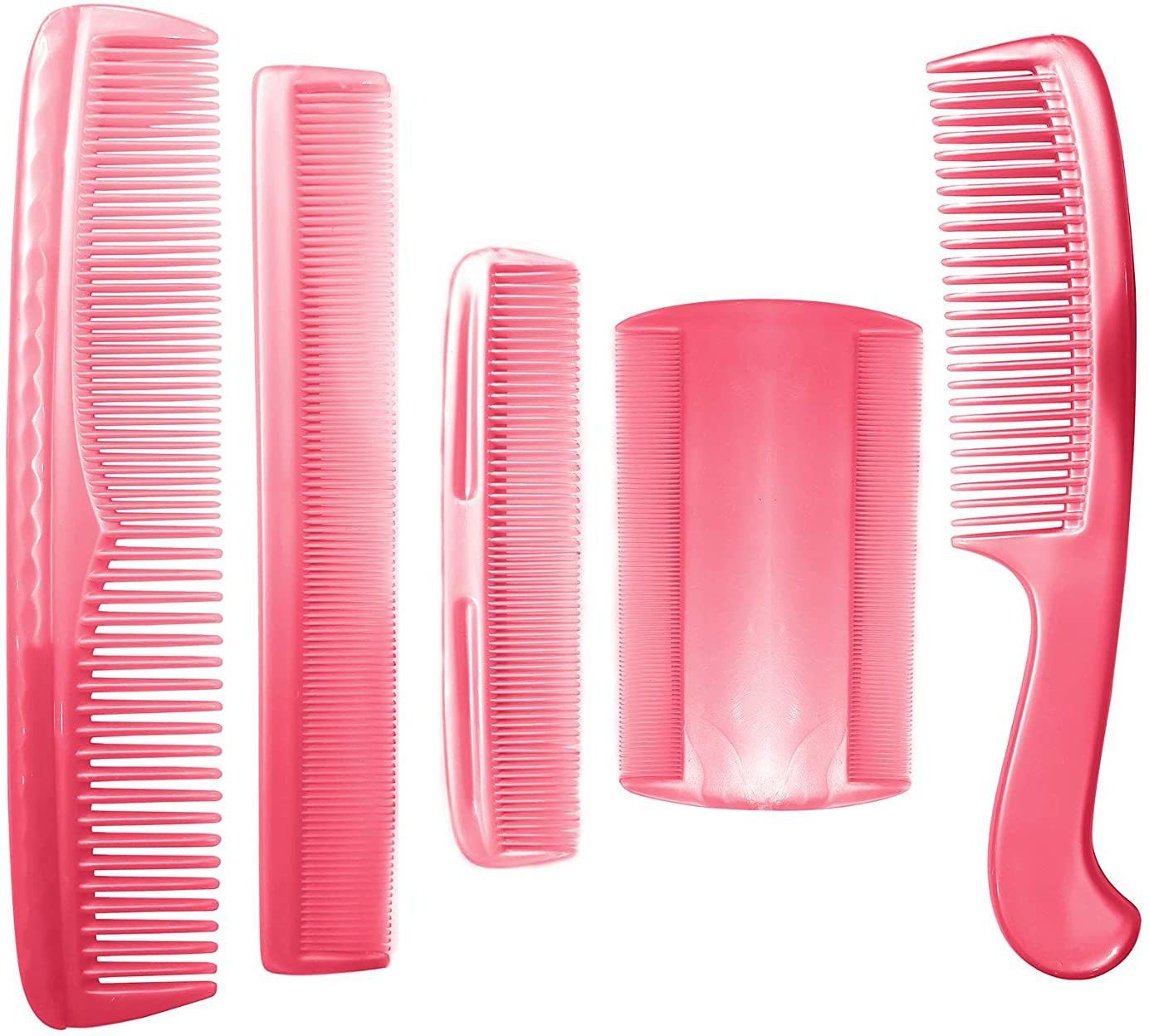 Combo Of 5 Pcs Plastic Hair Comb Set For Women And Men Use 25 Grams Baby Pink-image-28