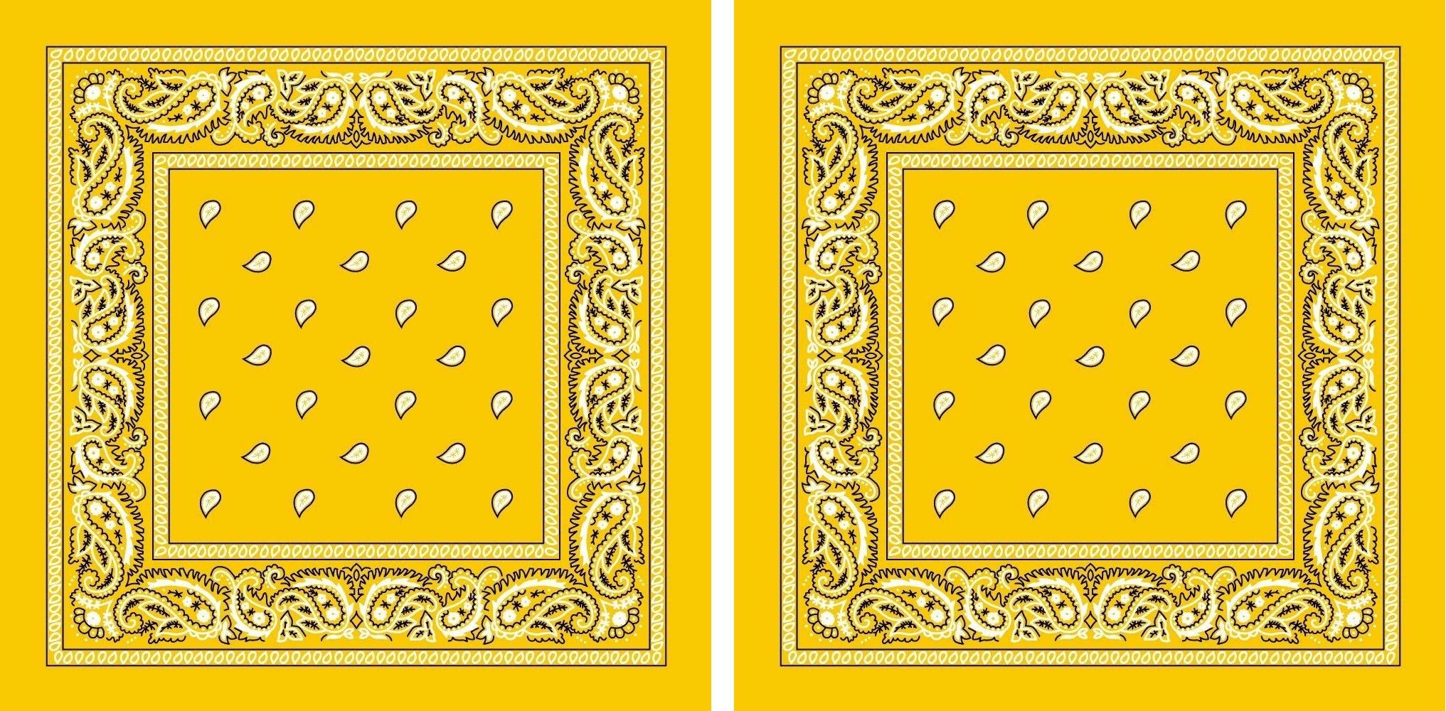PAROPKAR Paisley 2 piece Cowboy Handkerchife Cotton Hanky ["Yellow"] Handkerchief