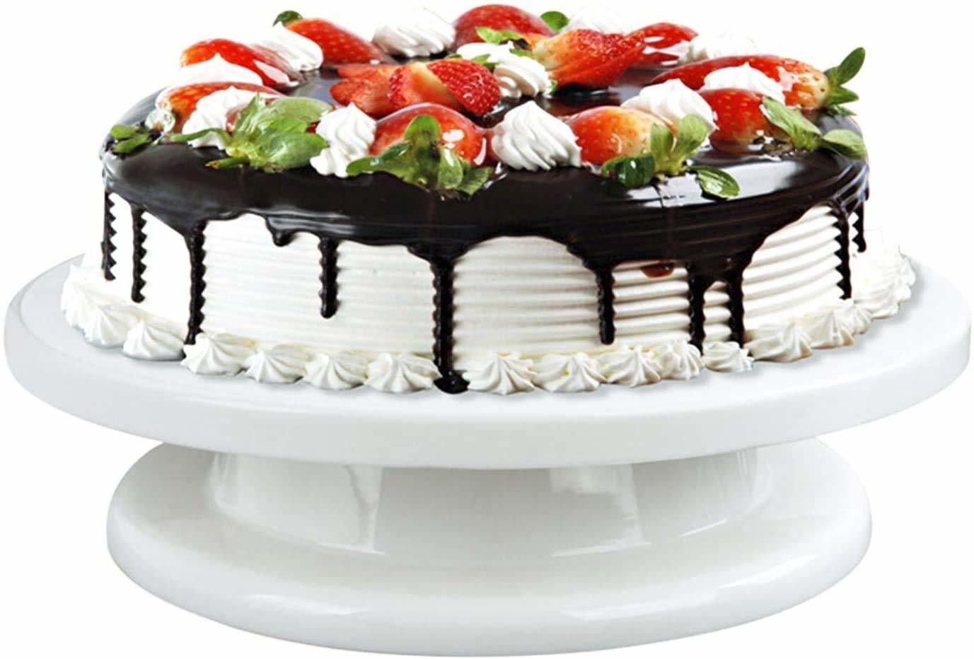 360 Degree Rotating Revolving Cake Turn Table Plastic Cake Decorating Turntable Plastic Cake Server-image-5