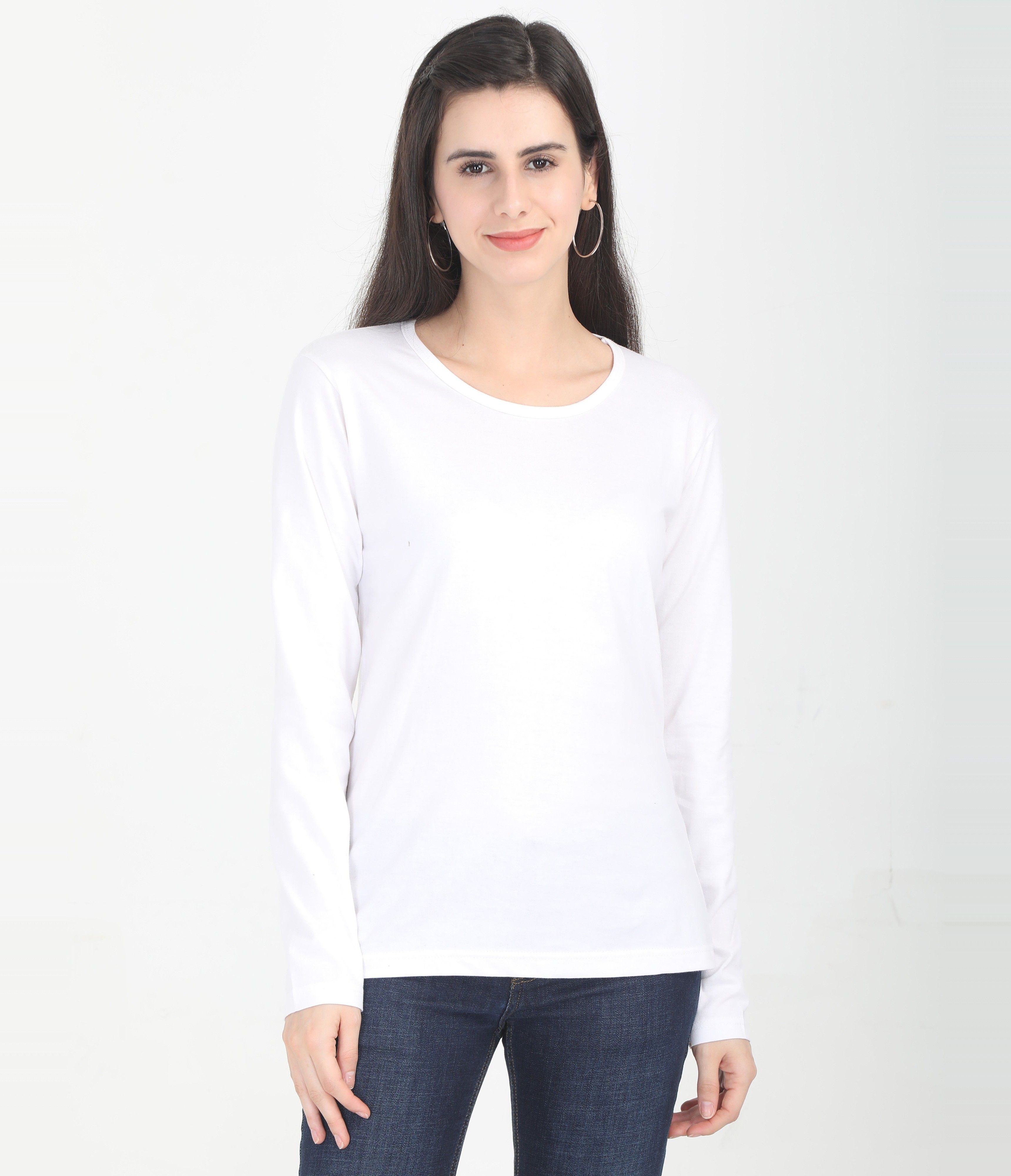fleximaa Women Solid Round Neck Pure Cotton White T-Shirt-picture-10