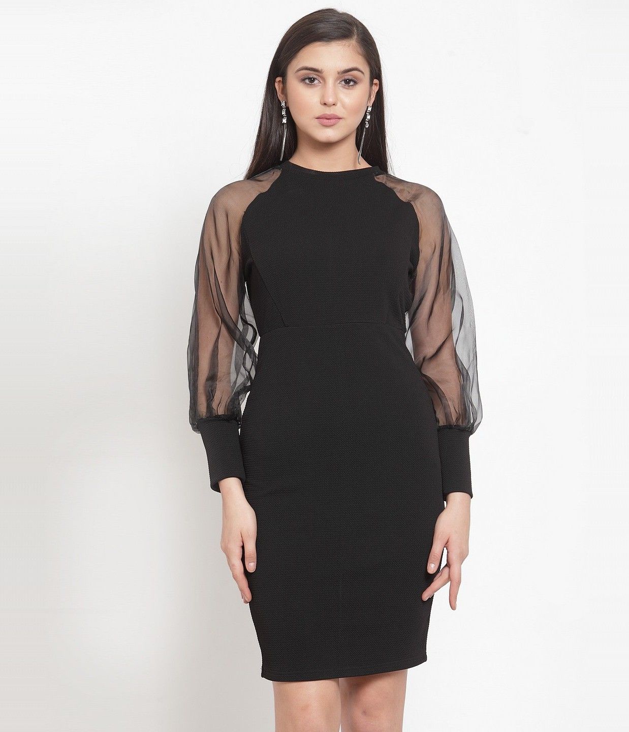 kassually Women Bodycon Black Above Knee/Mid Thigh Length Dress-picture-12