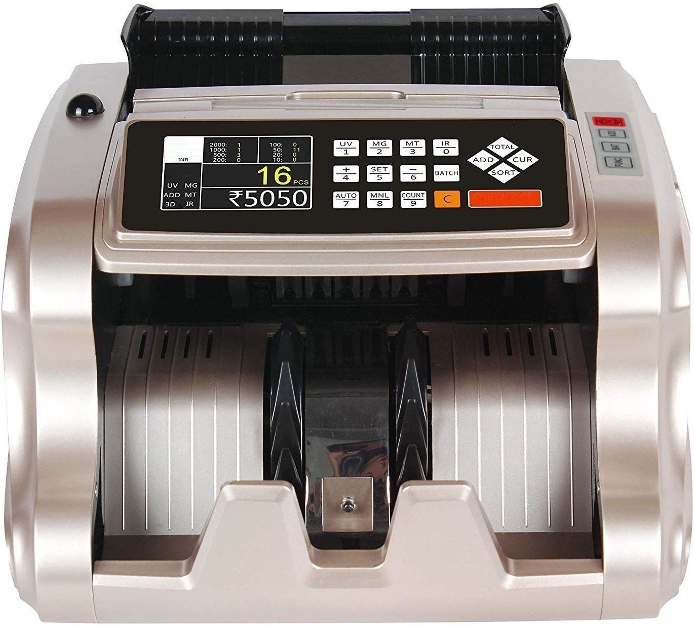 Drop2Kart MixValue Counter,UV/MG/MT/IR Sensor, External Display with Calculator Note Counting Machine image 1