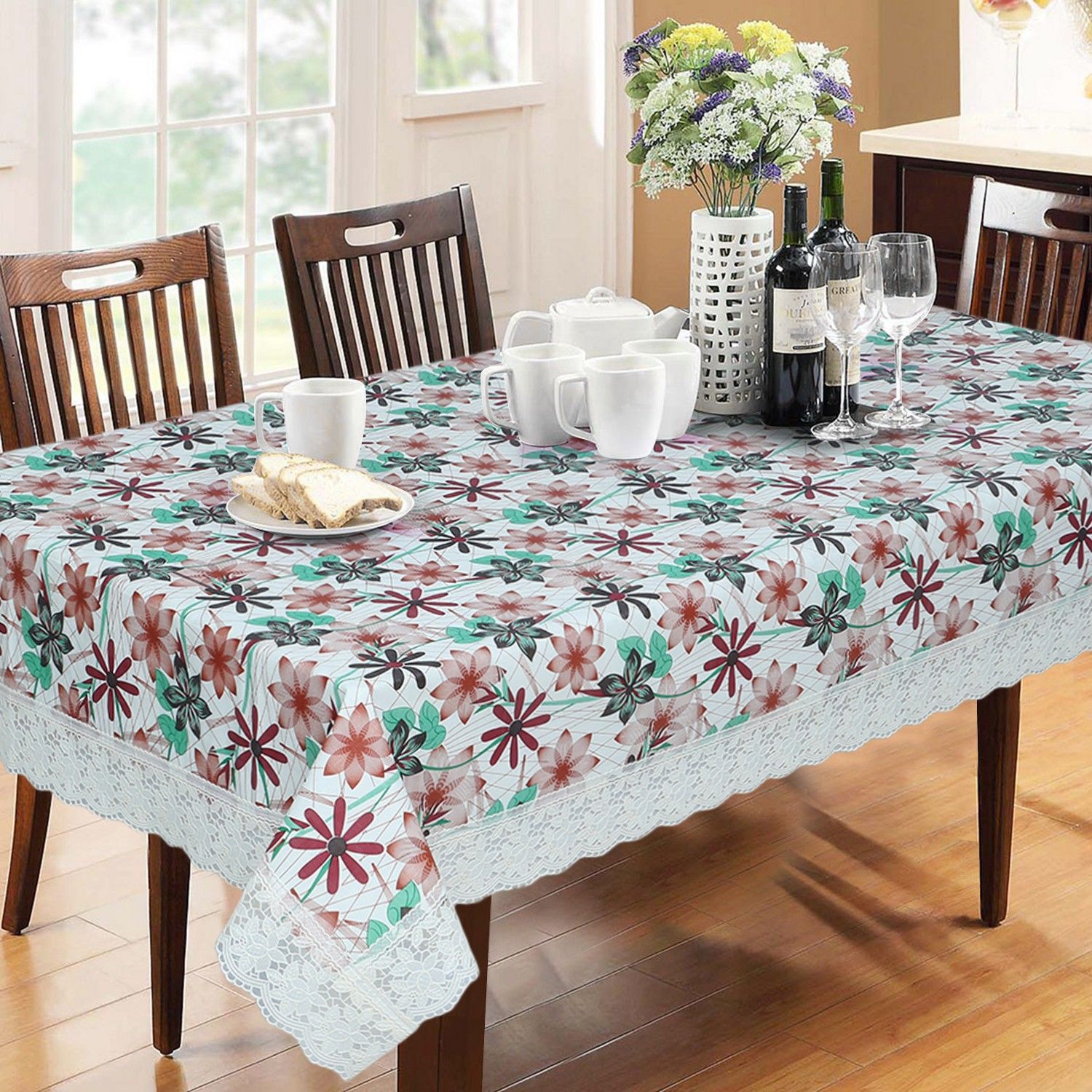 dakshya industries PVC 6 Seater Floral Table Cover-picture-16