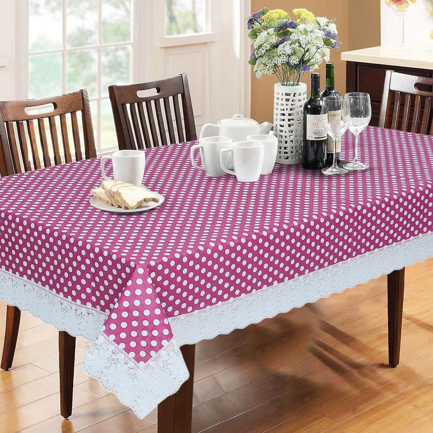 dakshya industries PVC 6 Seater Polka Table Cover-picture-11