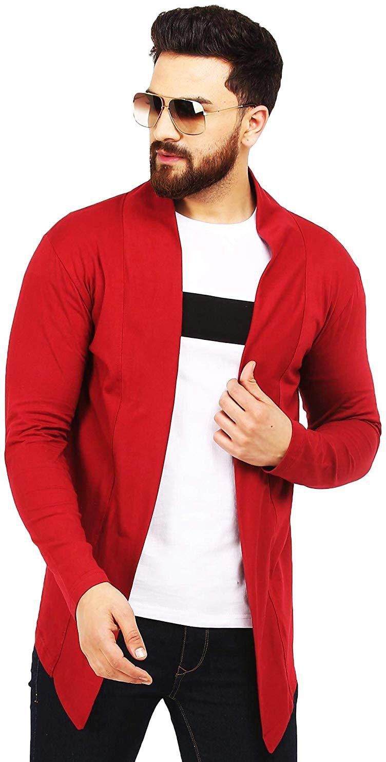 Men Full Sleeve Red Shrug-image-25