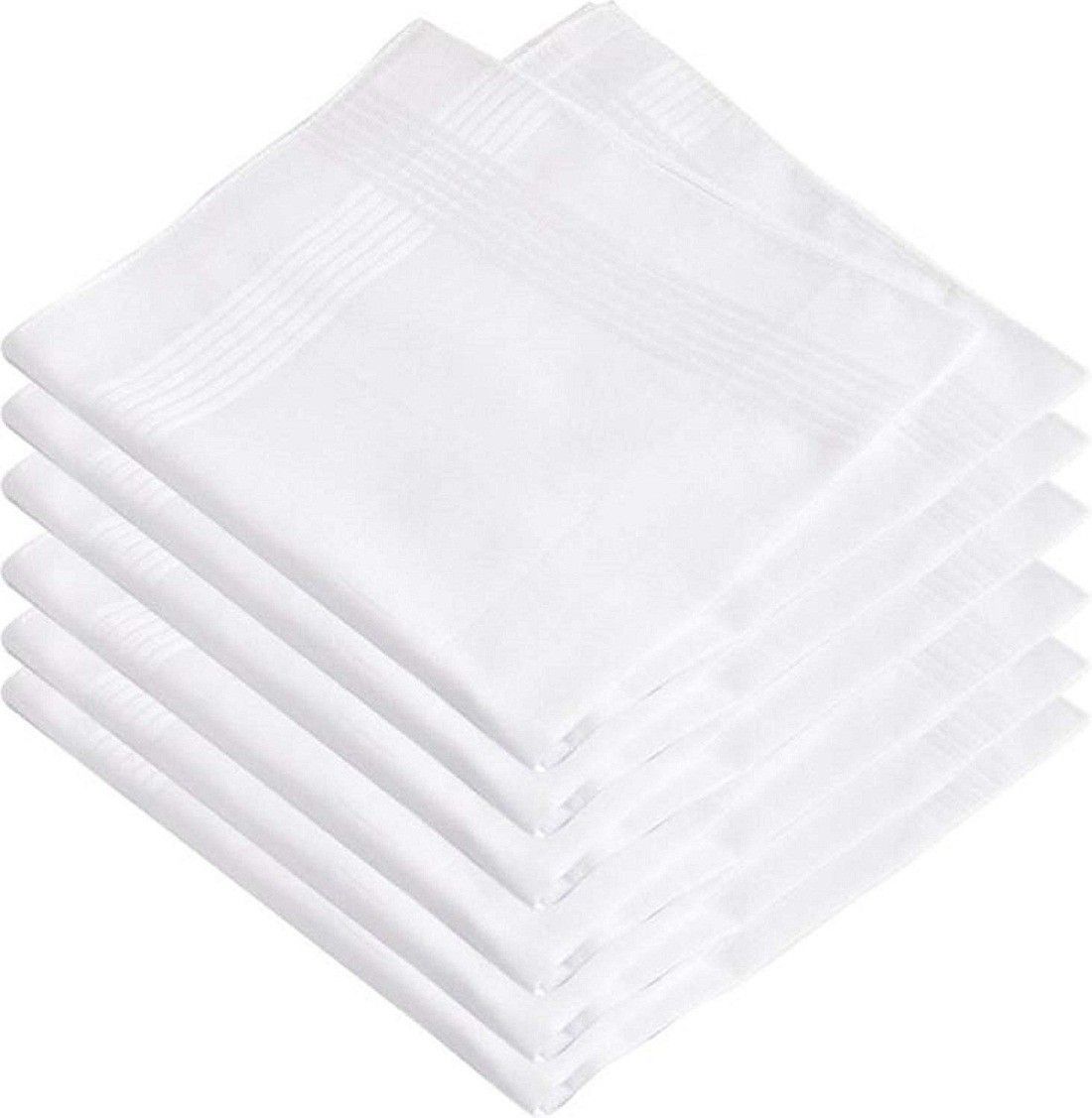 Waimea Cotton 6 Piece Men's Handkerchief Set - White ["White"] Handkerchief-picture-18