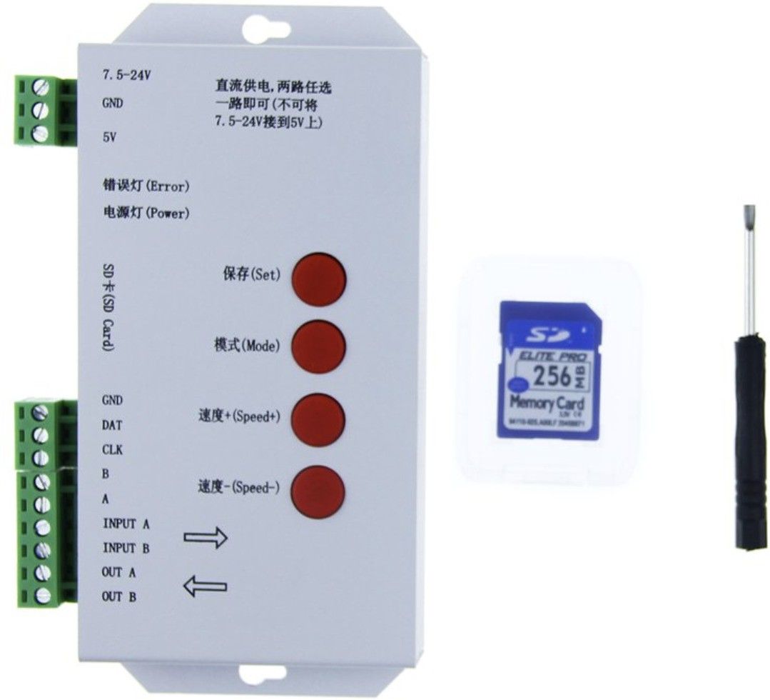 alwar T-1000S RGB LED strip controller with 256M SD card 2048 pixels for WS2801 WS2811 WS2812B LPD6803 SK6812 LED strip DC5-24V 60 Watts PSU-image-26