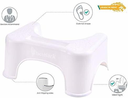 Perfect Posture Plastic Squat Potty Step Stool for Western Toilet Scientific Angle, Anti-Slip, Anti-Constipation, 21 cm Height (White) Potty Box-image-13