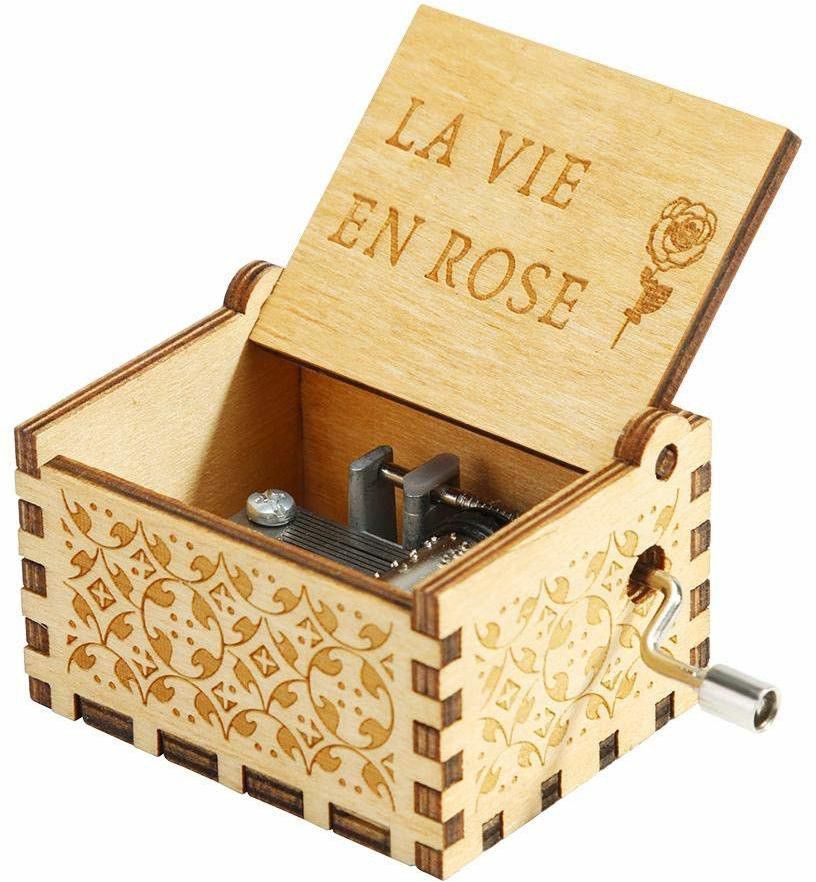 eitheo Wooden Hand Cranked Collectable Engraved Vintage Music Box - La Vie En Rose-picture-15