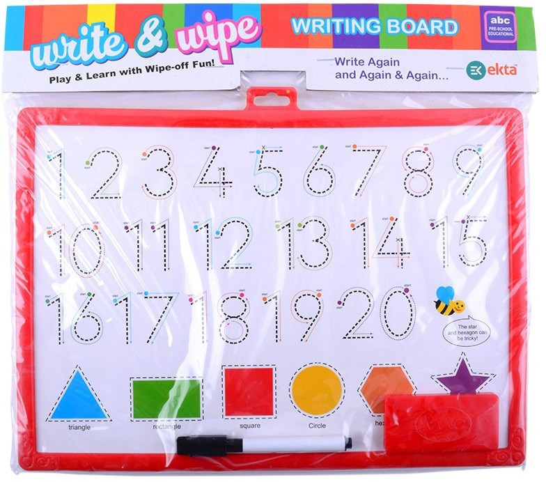 ekta 2 in 1 Write & Wipe Writing Board (Alphabets, Numbers) Learning Slate For kids image 1