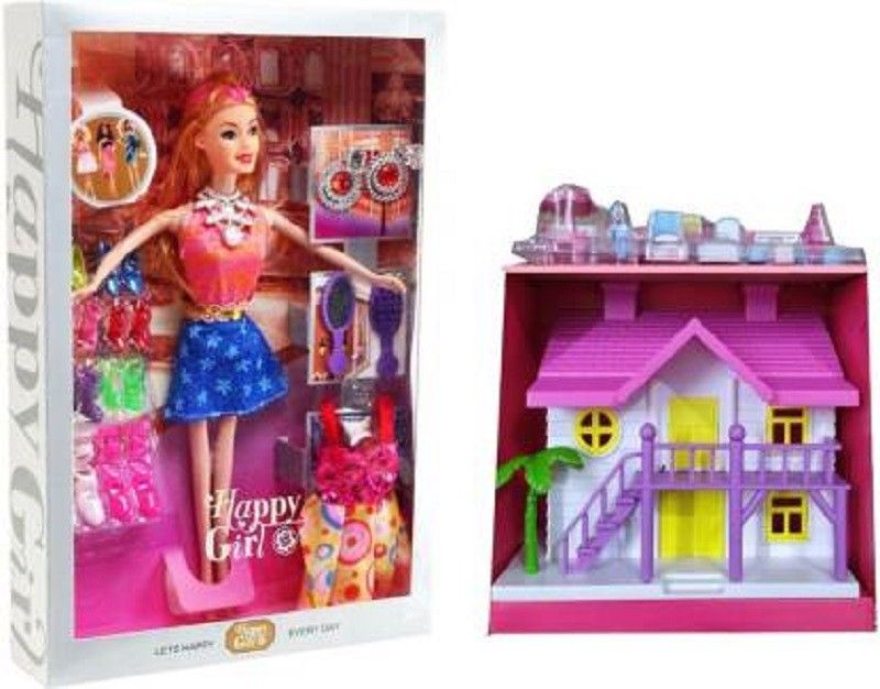 doll and doll house combo for girls (Multicolor)
