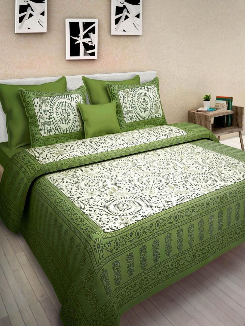 Cotton Double Flat 144 TC Jaipuri Prints Bedsheet