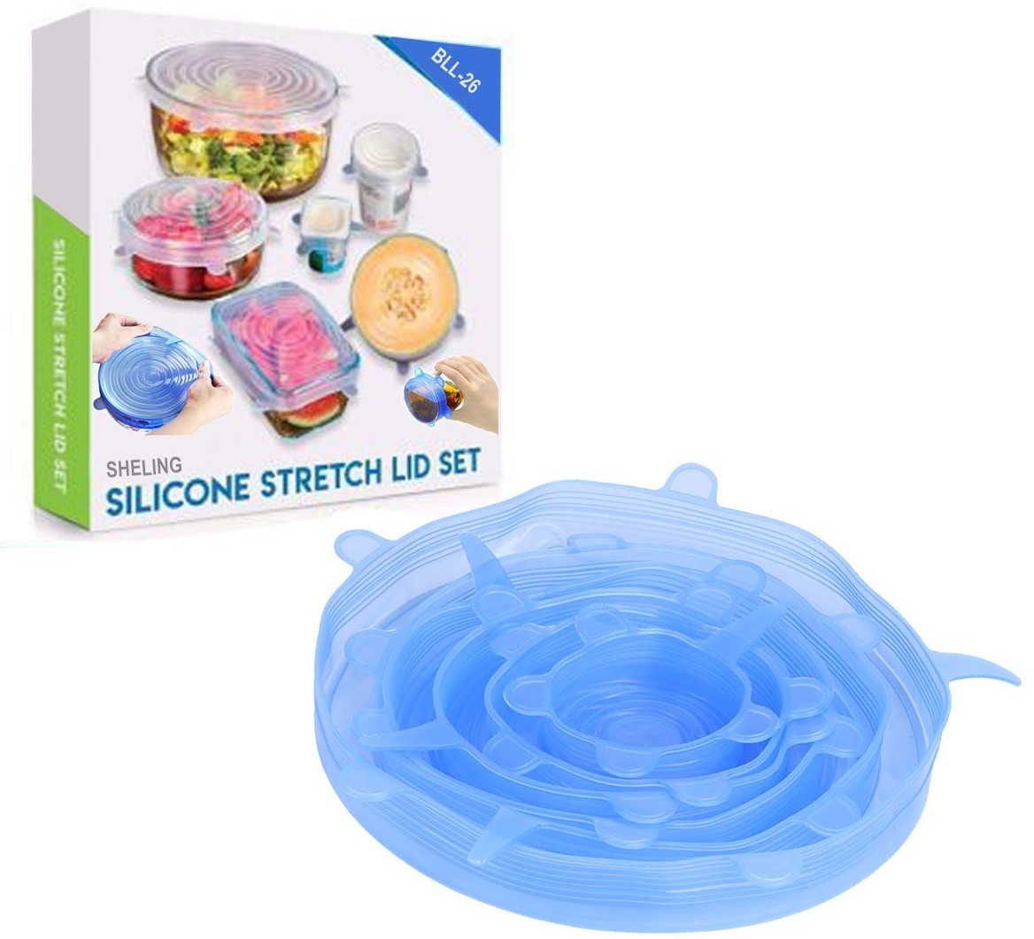 sheling Microwave Safe Silicone Stretch 2.6 inch, 3.8 inch, 4.5 inch, 5.7 inch, 6.8 inch, 8.3 inch Lid Set, Pack of 6 image 1
