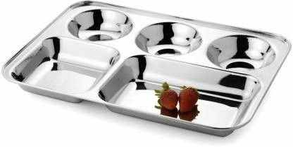 elima Stainless Steel Rectangle Bhojan Thali Extra Deep Compartment Divided Plate/Thali/Bhojan Thali/Mess Tray/Dinner Plate(Set of 1) Dinner Plate-picture-27