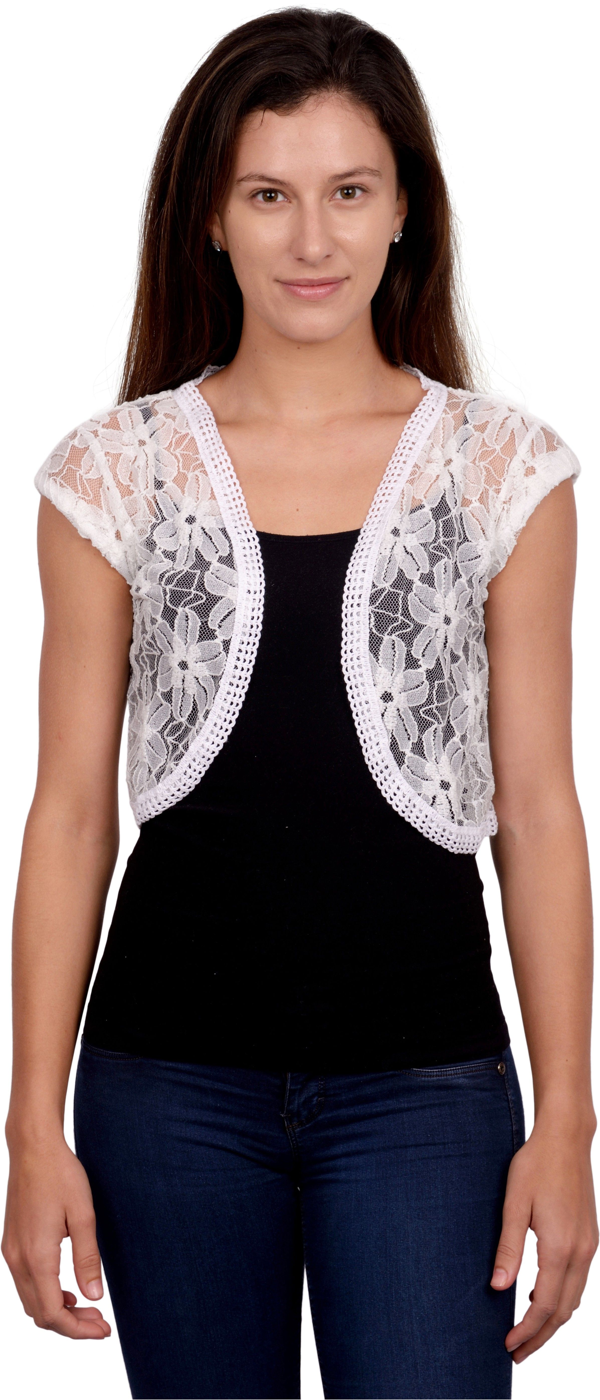 cetc Women Jacket Style Short Sleeve White Shrug-picture-12