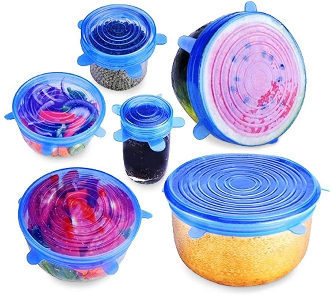 Silicon Stretch lids for containers Stretchable microwavable Dishwasher Food Grade air Tight Sealer Cover for Round Square Bowls Cups pots cans Jars Glassware 10 inch Lid Set