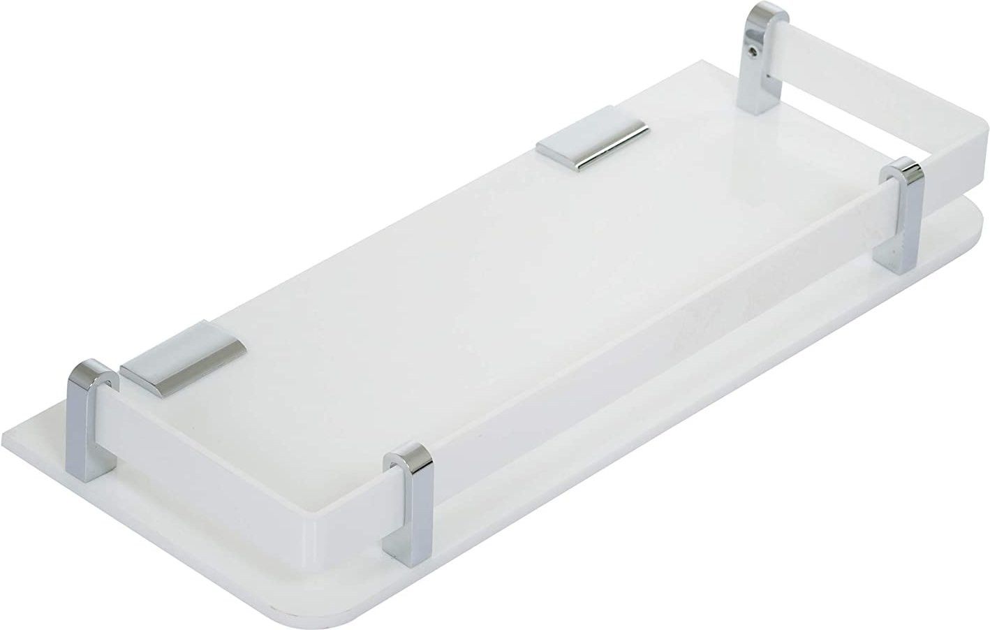 Wall Mount Multipurpose Modern Shelf for Bathroom - 12 X 5 Inch, White Acrylic Wall Shelf-image-41