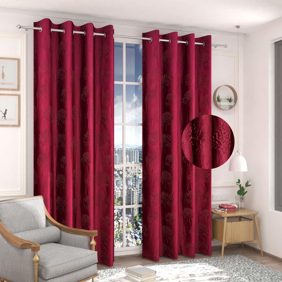 jannat handloom 9 Feet PLOYSTER PATTREN CURTAINS PACKS OF 2 Curtain Fabric-picture-35