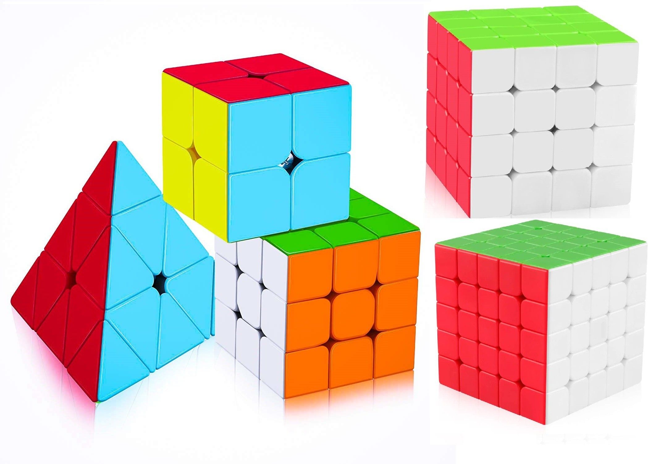 Speed Cube Bundle 2x2 3x3 4x4 5x5 Pyramid Speed Cube Set Pack Stickerles Brain Teaser Puzzle Toy Set of 5 cube combo-image-29