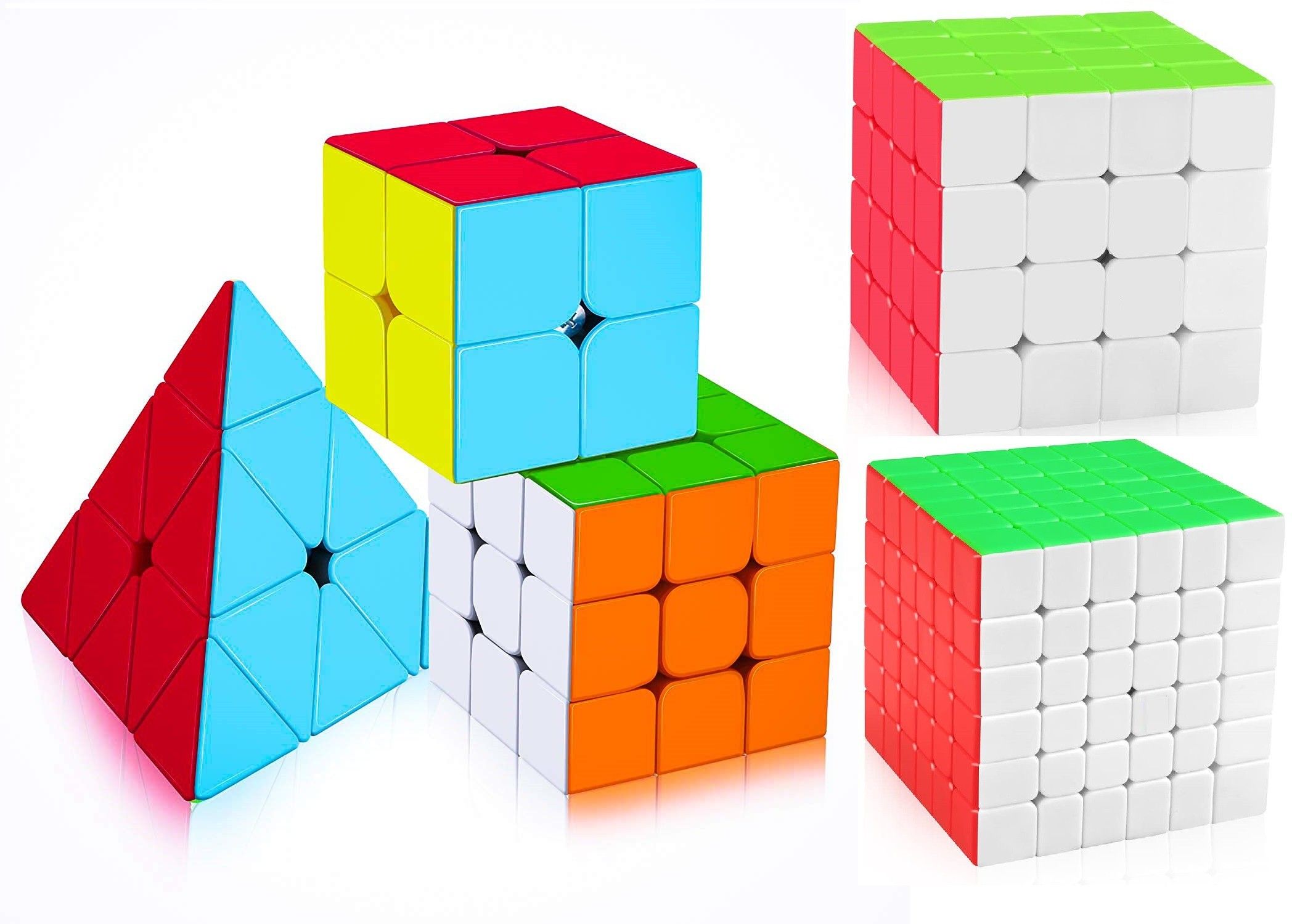 authfort Moyu Cube Bundle 2x2 3x3 4x4 5x5 Pyramid Speed Cube Set Pack Stickerles Brain Teaser Puzzle Toy Set of 5 cube combo-picture-43