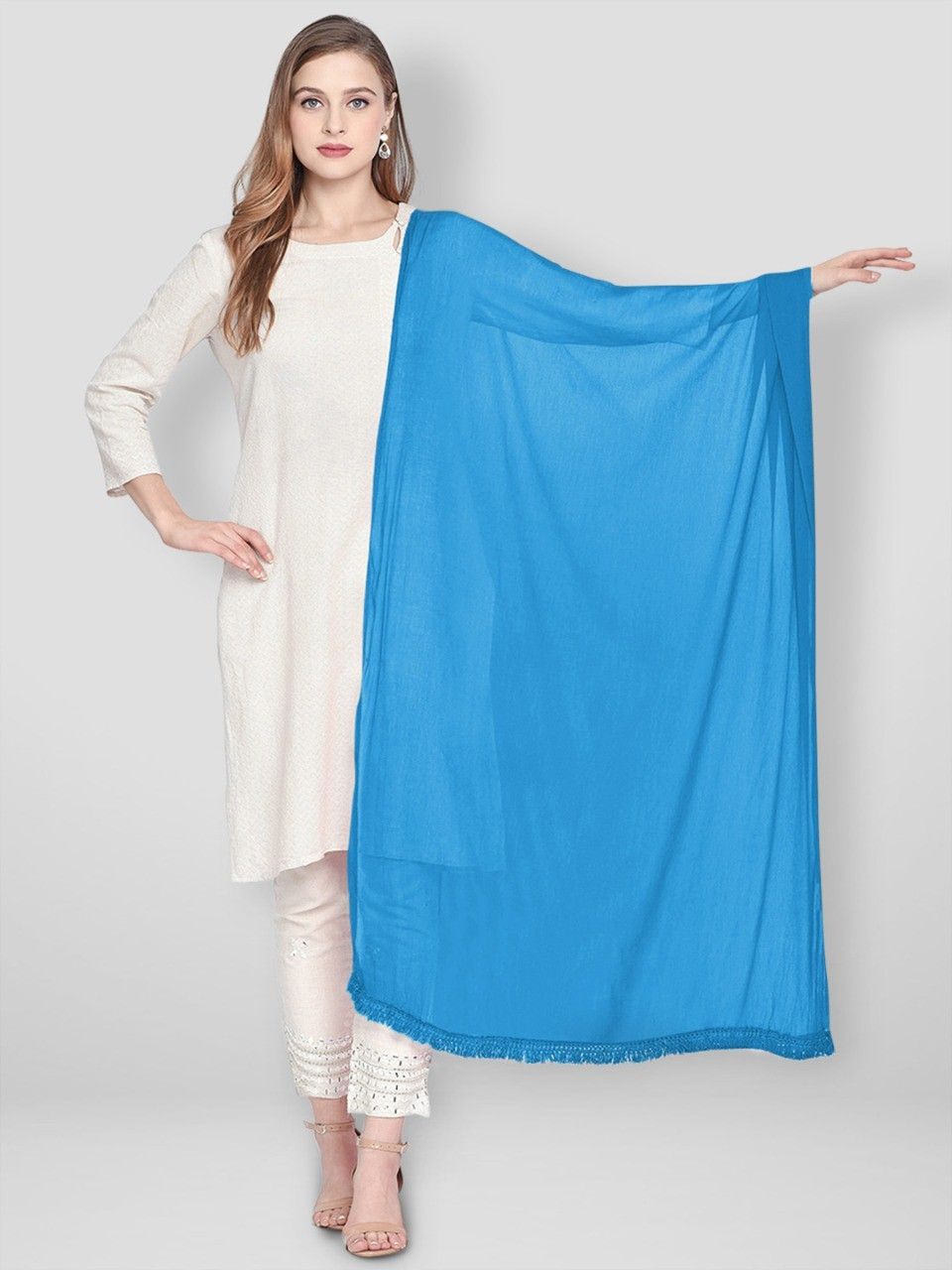 Chiffon Solid Blue Women Dupatta-image-44