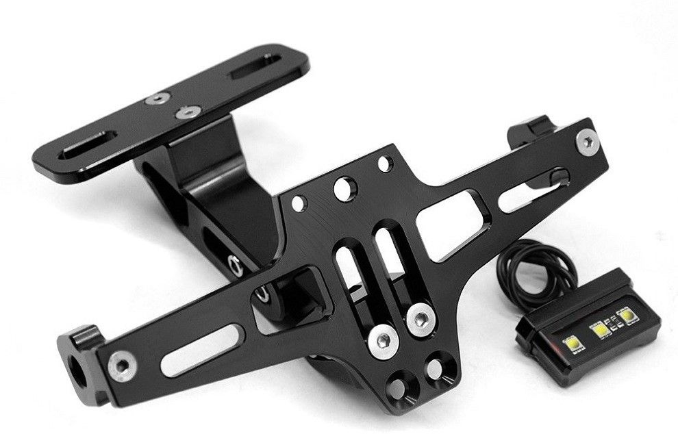 Motorcycle Bike CNC Adjustable Angle License Number Plate Frame Holder Tail Tidy (Black) Bike Number Plate-image-44