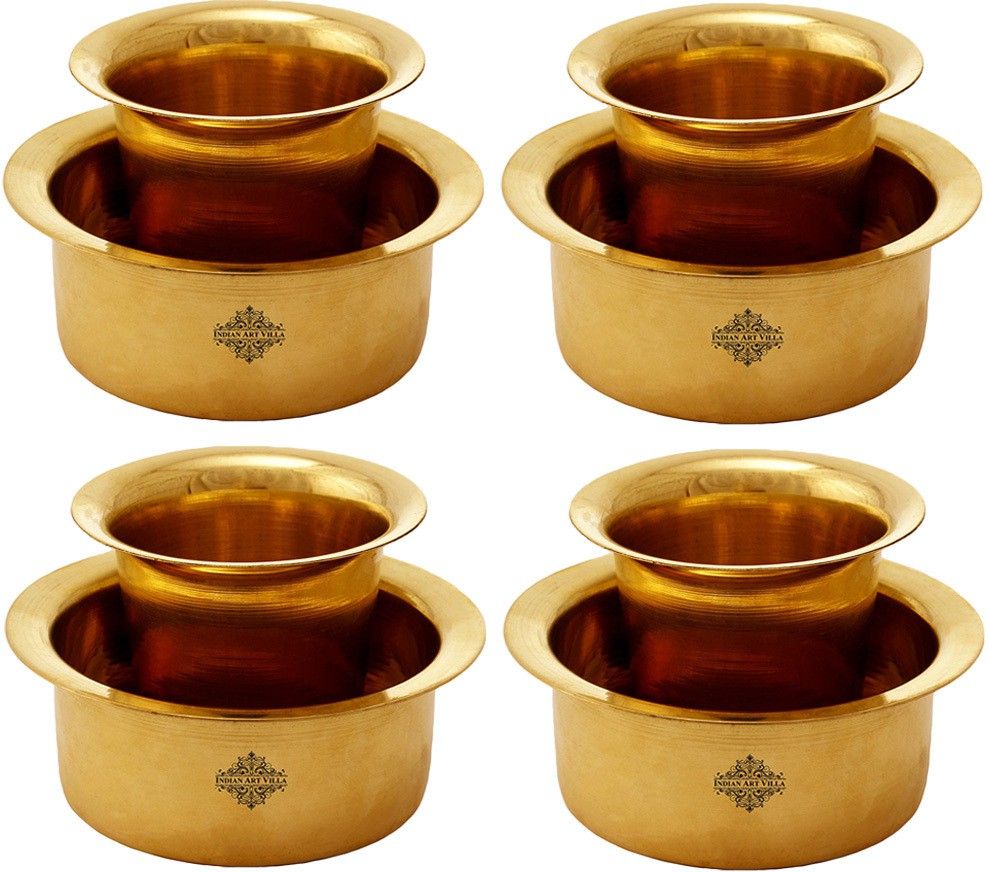 Brass Coffee Filter Davara Coffee Maker , Home Hotel Restaurant, 175 ML, Gold, Set of 4 Indian Coffee Filter-image-1