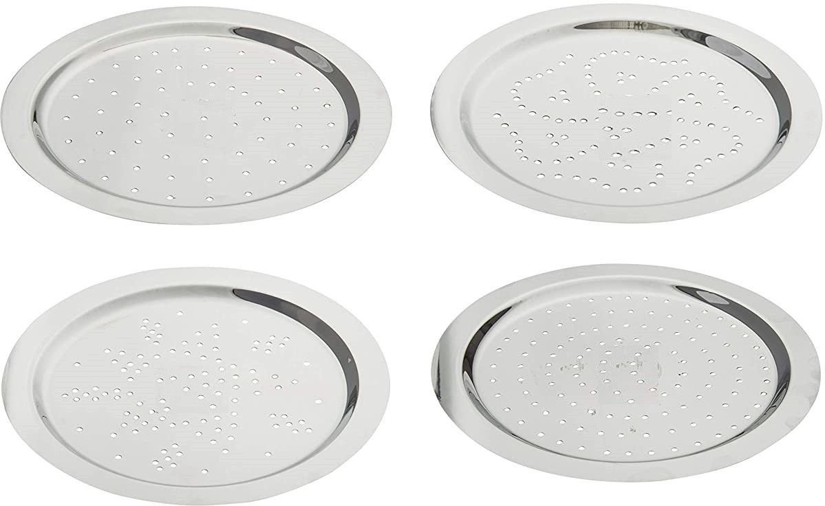 Stainless Steel Ciba Cover/Lid with Holes, Sizes 7-10, Set of 4, 12.4/14.2/15.2/17.2 cms 12.4 inch, 14.2 inch, 15.2 inch, 17.2 inch Lid Set-image-37