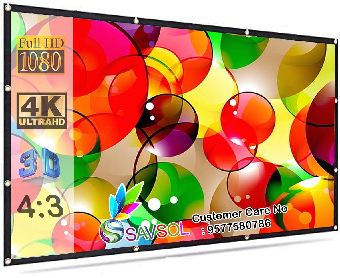 Savsol Eyelet Foldable projector Screen 7 ft. (W) x 5 ft. (H) 100" Inch Diagonal Design 04 Projector Screen (Width 213 cm x 152 cm Height)-image-14