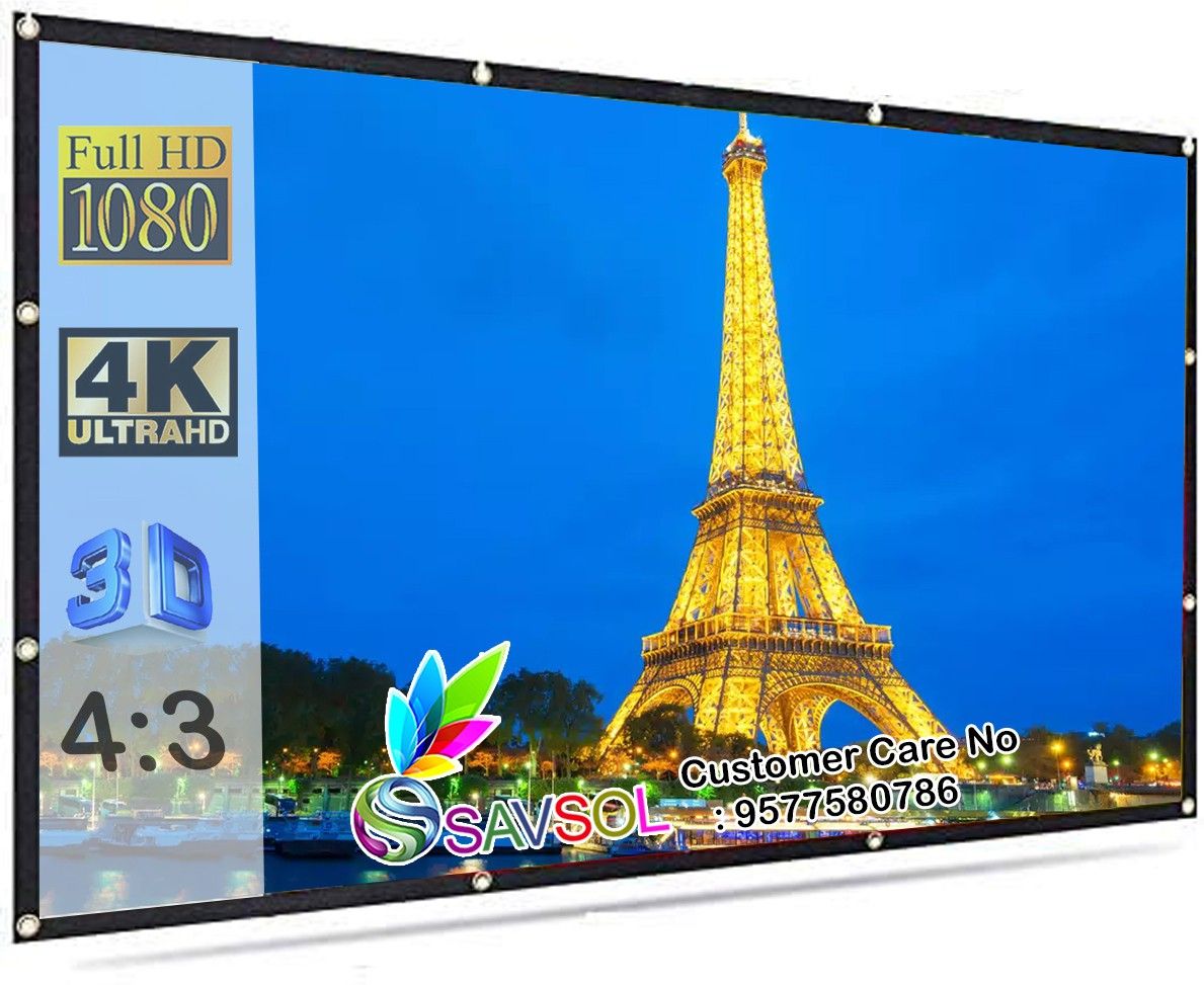 Savsol Eyelet Foldable projector Screen 7 ft. (W) x 5 ft. (H) 100" Inch Diagonal Design 03 Projector Screen (Width 213 cm x 152 cm Height)-image-12