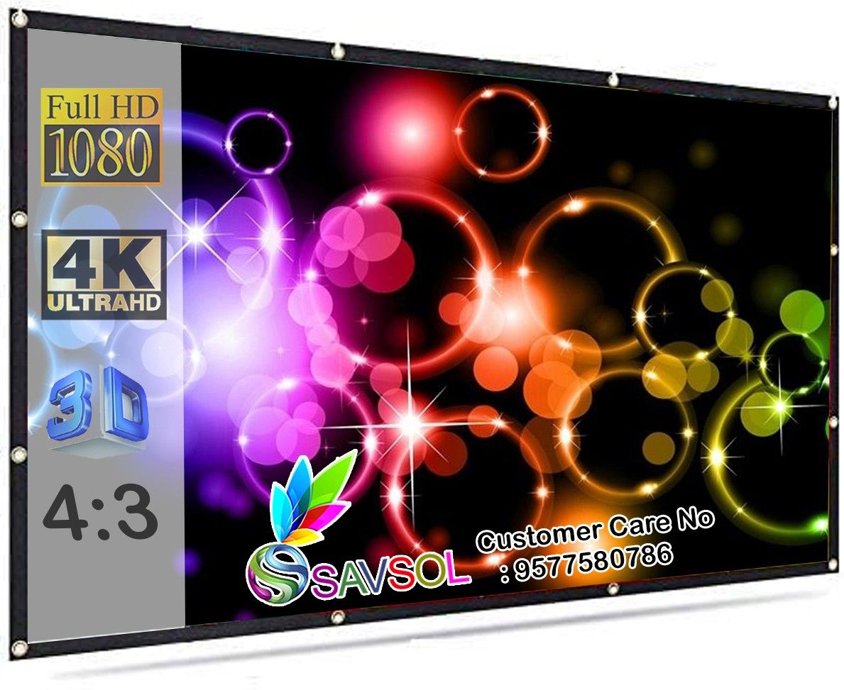 Savsol Eyelet Foldable projector Screen 8 ft. (W) x 6 ft. (H) 120" Inch Diagonal Design 03 Projector Screen (Width 244 cm x 183 cm Height)-image-21
