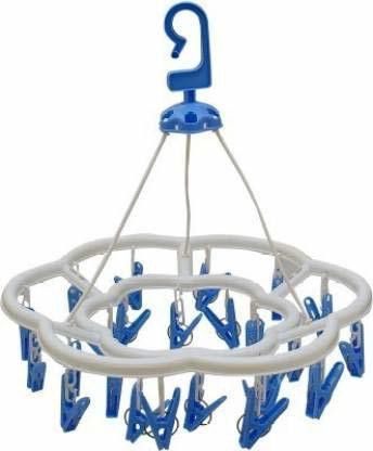 Plastic Round Cloth Drying Stand Hanger with 24 Clips/pegs, Baby Clothes Hanger Stand, (Set of 1) Plastic Cloth Clips-image-7