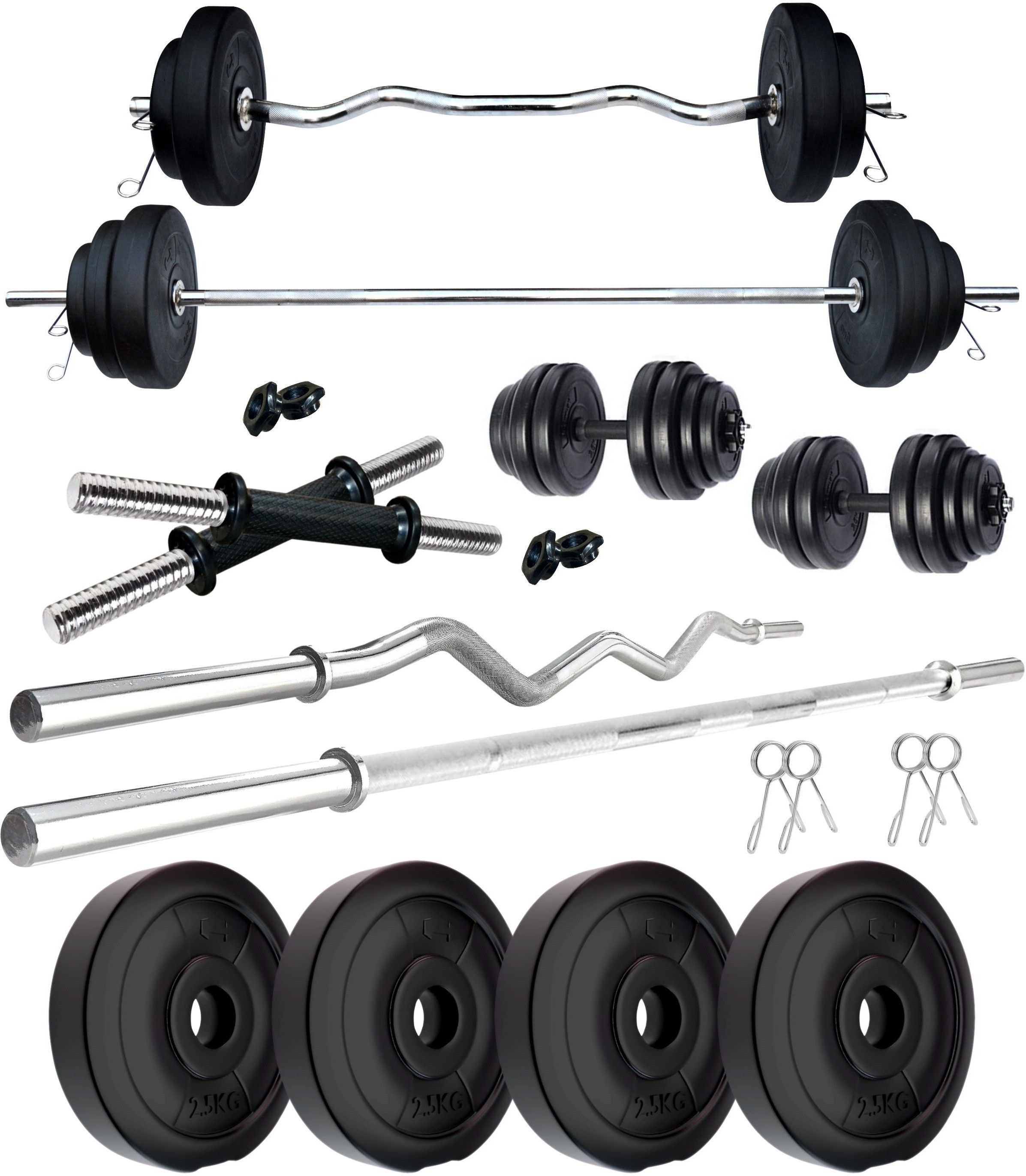 10 kg PVC 10 KG COMBO 42 WB-WA with One 4 Ft Plain Rod & One 3 Ft Curl Rod and One Pair Dumbbell Rods Home Gym Combo-image-48