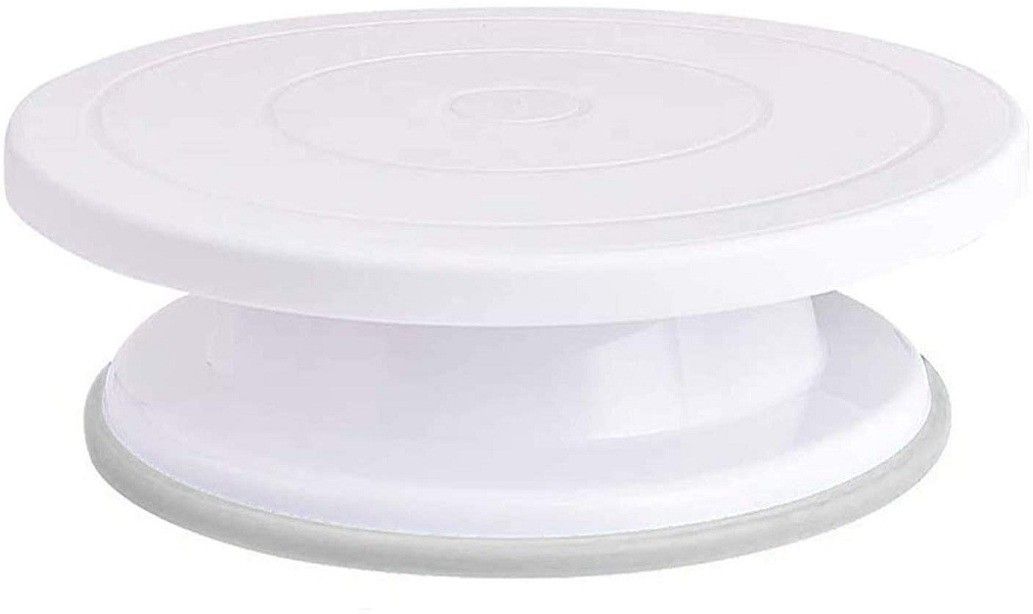 Cake Decorating Rotating Cake Turntable Revolving Cake Stand for Sugar Craft, Cake Turning Table 360 Degree Rotating Platform for Cake Baking (28cm -White- Pack of 1) Plastic Cake Server