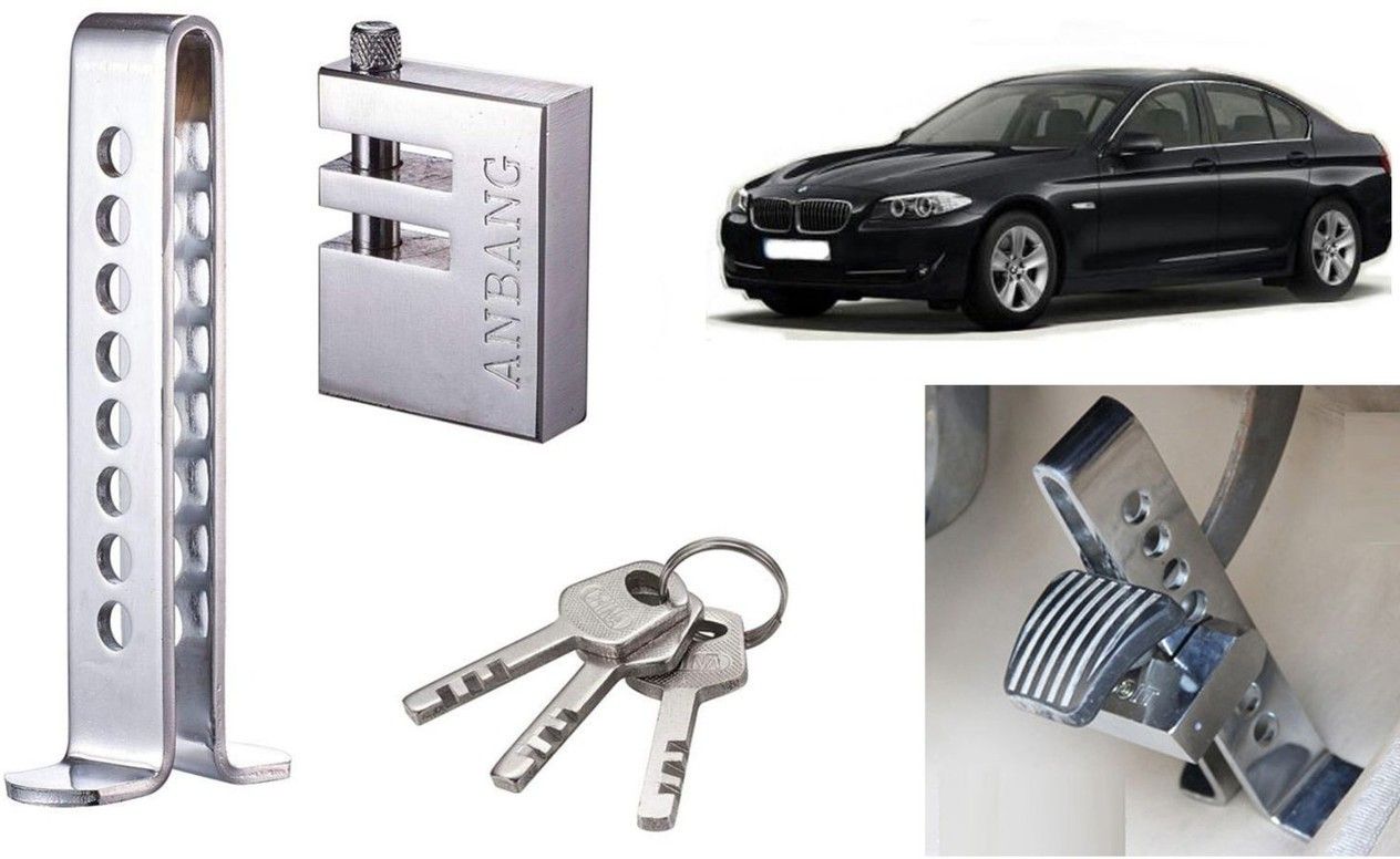 GL179 Stainless Steel Pedal Lock Rod or for Car Clutch Brake Throttle Adjustable Anti Theft Security Lock System Wheel Lock-image-26