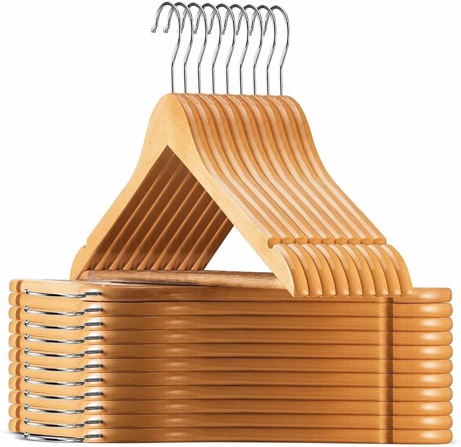gracious mart Premium Wooden Hangers 360-Degree Rotatable Hook for Coat, Suit, Pant, Jackets Wooden Coat Pack of 12 Hangers For Coat-picture-24