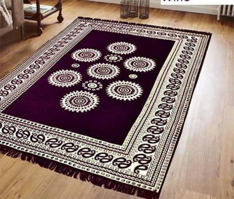 k s decor Maroon, White Velvet Carpet-picture-15