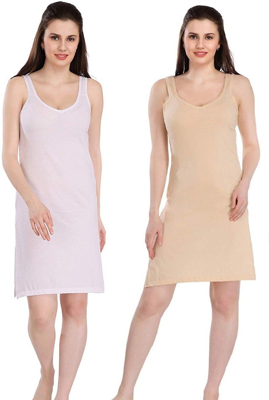 Women White, Beige Chemise