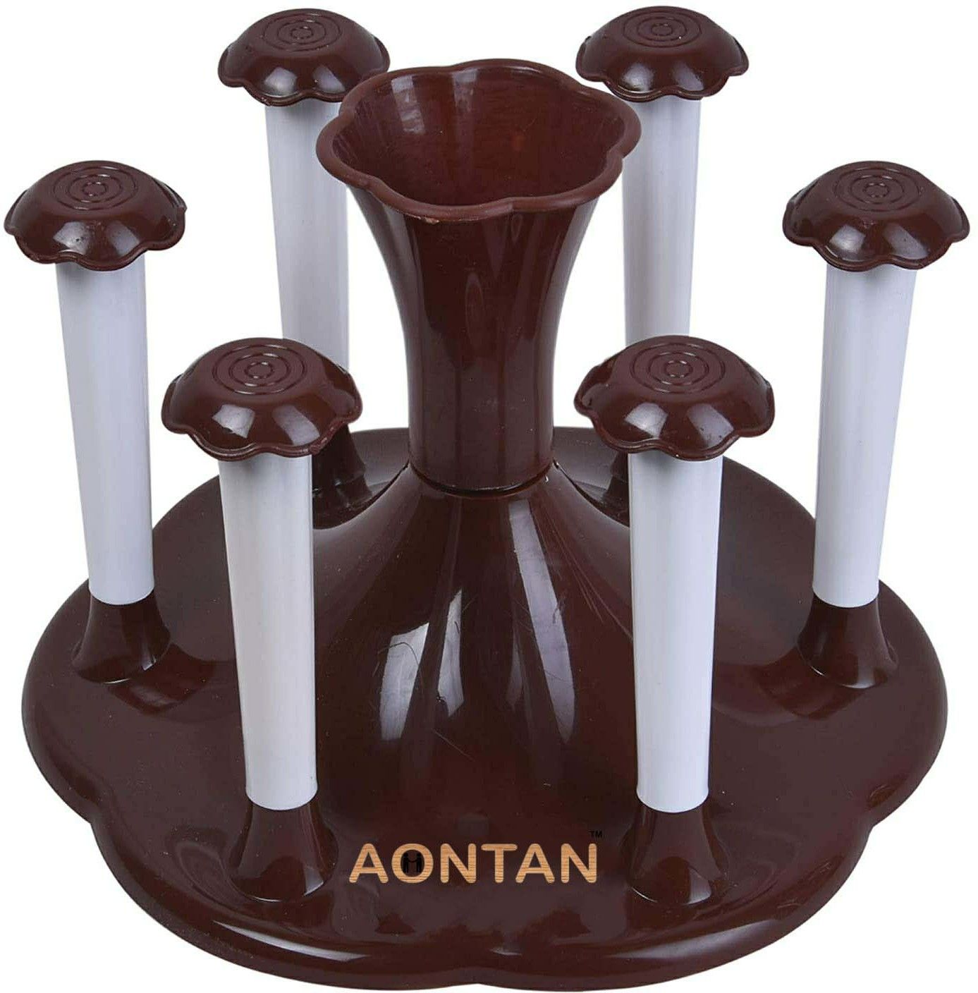 Stylish Tea Coffee Mug Cup Virgin Plastic cup stand Glass and Spoon Organiser for Glasses and Cutlery Glass Stand Coffee colour Plastic Glass Holder-image-12