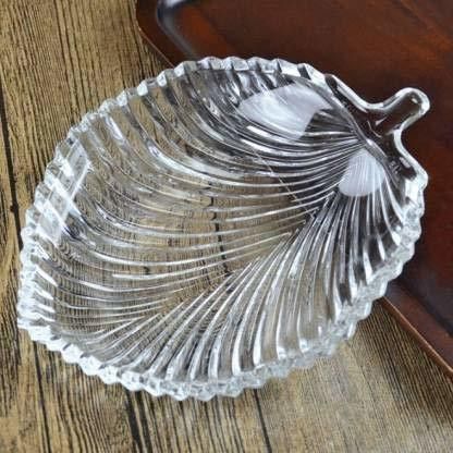 Modern Crystal Clear Round Leaf Shape Plate Glass Tray for - Dry Fruits, Fruits Plate, Serving Plate Home Decoration, Living Room Tray (Tray) Tray-image-11